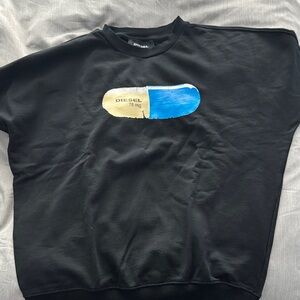 Diesel Black Sweatshirt with Yellow & Blue Pill Motif